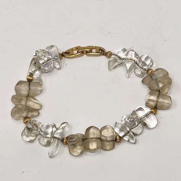 Napier Ice Collection Lucite Chip Gold Tone Bracelet Vintage Costume Jewelry 80s - Picture 1 of 6